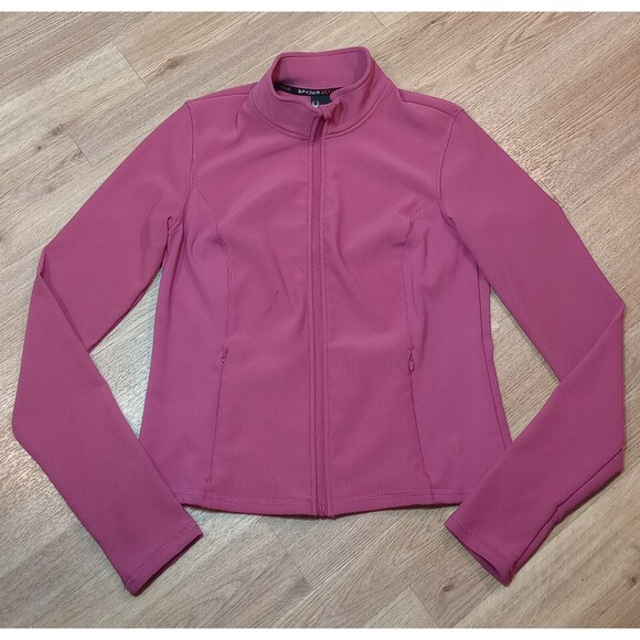 Spyder Jacket Womens Medium Pink Sweatshirt Full Zip Zipped Pockets Stretch Gym - Picture 1 of 16